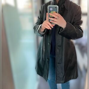 Black Button-Up Leather Coat / Jacket by Danier